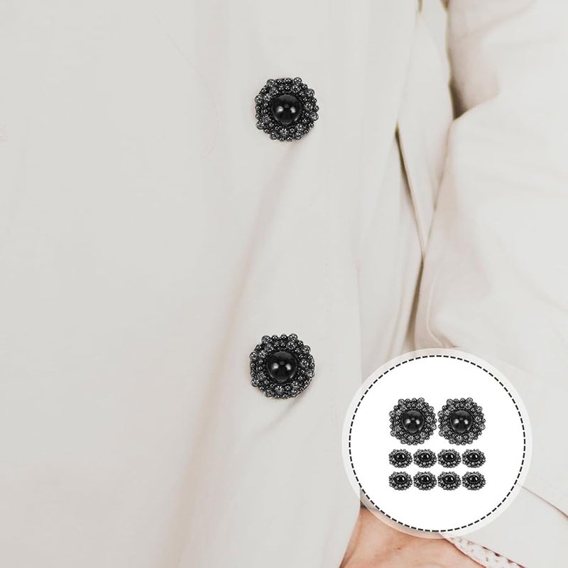 Cabilock 10pcs Black Alloy Decorative Buttons 20mm Round Beads for Sewing DIY Crafts - Image 5